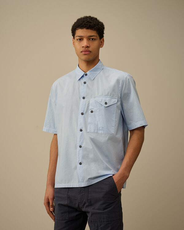 C.p. Company Popeline Short Sleeve Shirt CERULEAN - LIGHT-BLUE