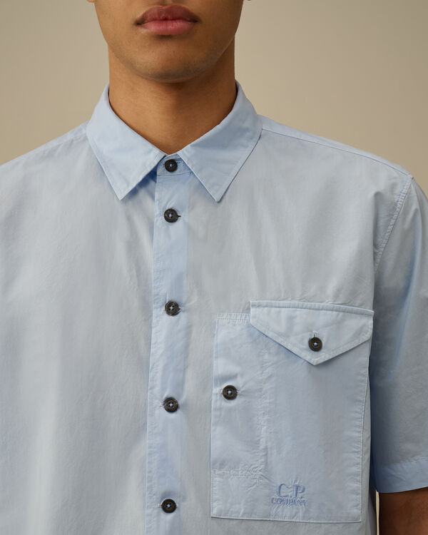 C.p. Company Popeline Short Sleeve Shirt CERULEAN - LIGHT-BLUE