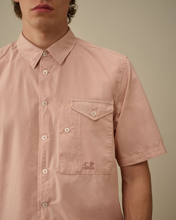 C.p. Company Popeline Short Sleeve Shirt MISTY ROSE - PINK