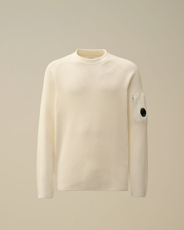 c.p. company Sea Island Crewneck Lens Knit GAUZE WHITE
