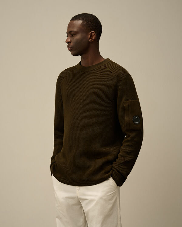 C.p. Company Sea Island Crewneck Lens Knit IVY GREEN