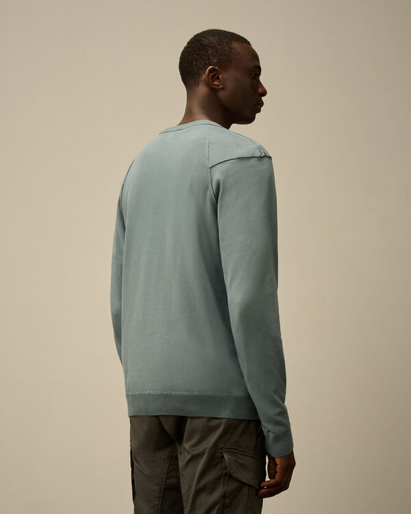 C.p. Company Sea Island Crewneck Lens Knit STORMY WEATHER - BLUE