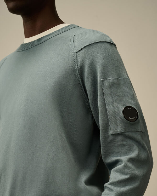 C.p. Company Sea Island Crewneck Lens Knit STORMY WEATHER - BLUE