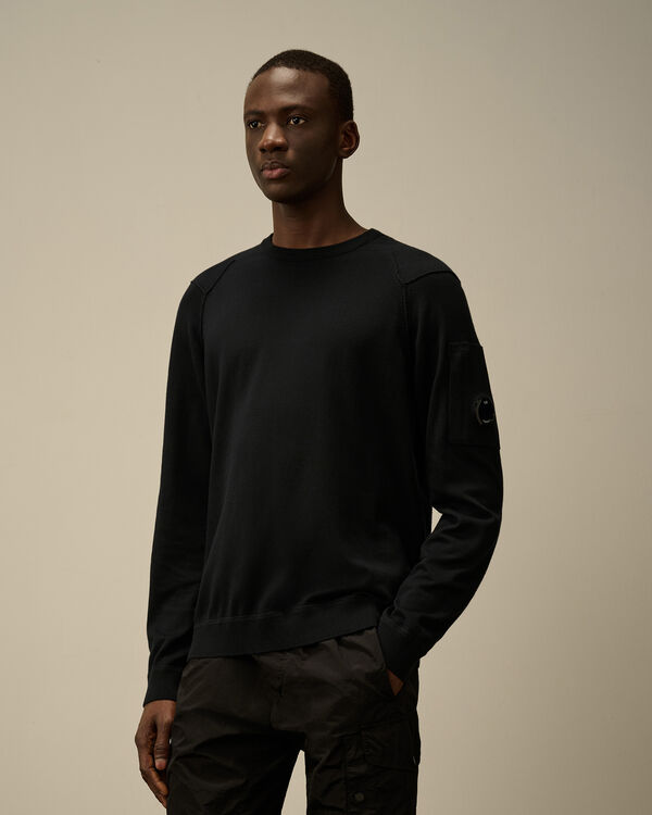 C.p. Company Sea Island Crewneck Lens Knit TOTAL ECLIPSE - BLUE