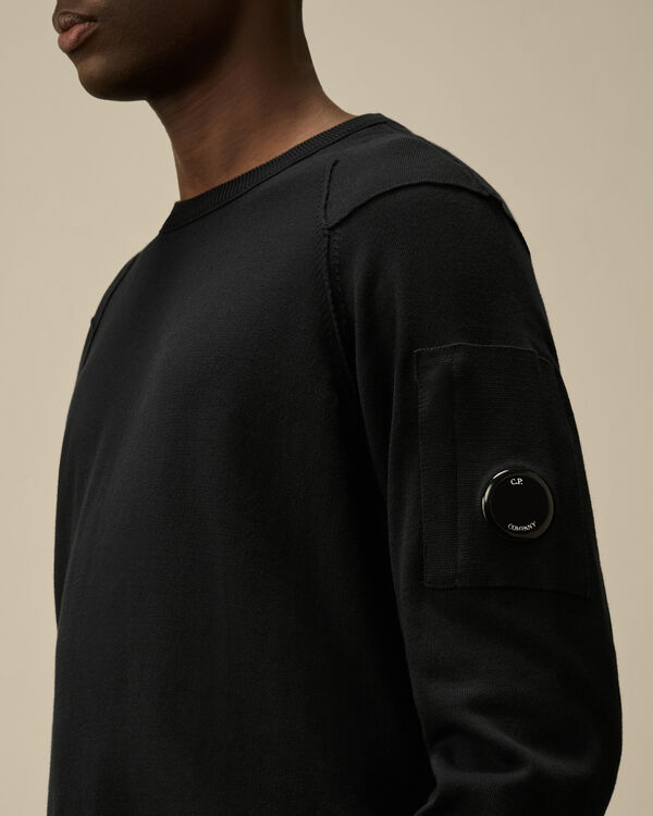 C.p. Company Sea Island Crewneck Lens Knit TOTAL ECLIPSE - BLUE