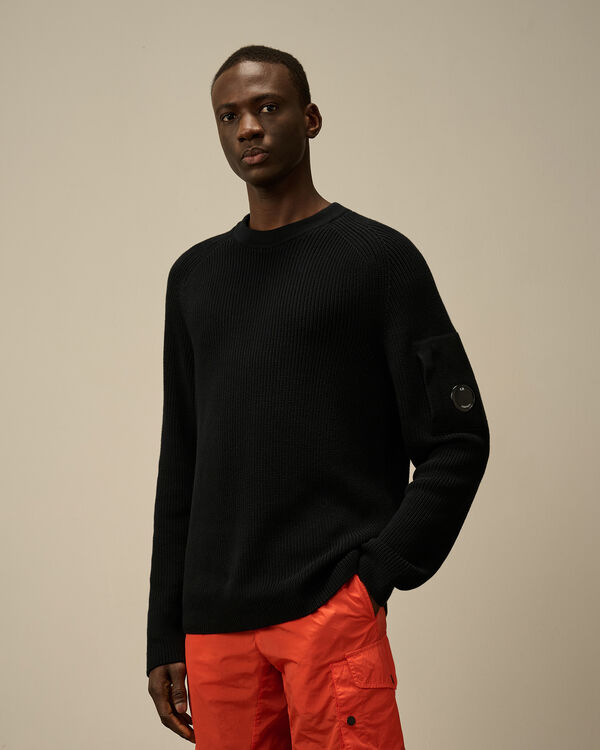 C.p. Company Sea Island Crewneck Lens Knit TOTAL ECLIPSE - BLUE