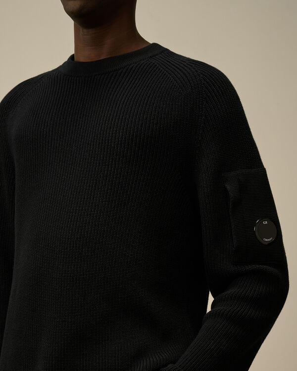 C.p. Company Sea Island Crewneck Lens Knit TOTAL ECLIPSE - BLUE