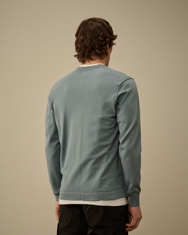C.p. Company Sea Island Full Button Lens Cardigan STORMY WEATHER - BLUE