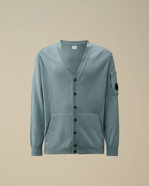 c.p. company Sea Island Full Button Lens Cardigan STORMY WEATHER - BLUE