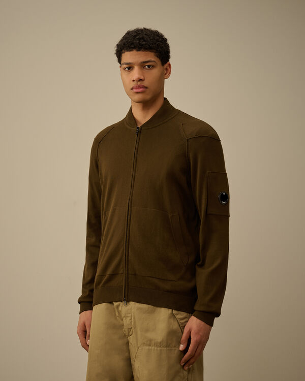 C.p. Company Sea Island Full Zip Lens Cardigan IVY GREEN