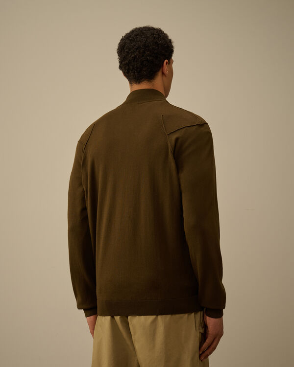 C.p. Company Sea Island Full Zip Lens Cardigan IVY GREEN