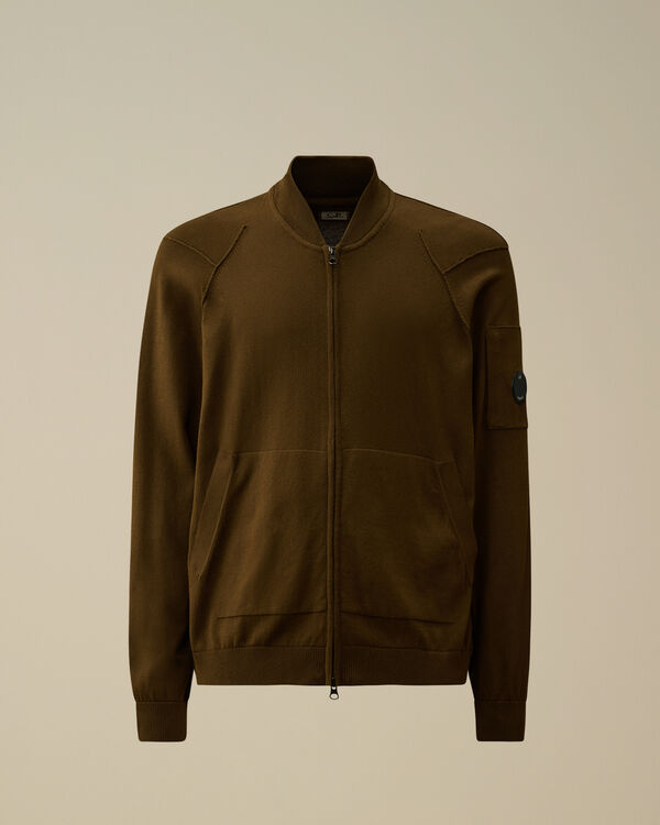 c.p. company Sea Island Full Zip Lens Cardigan IVY GREEN