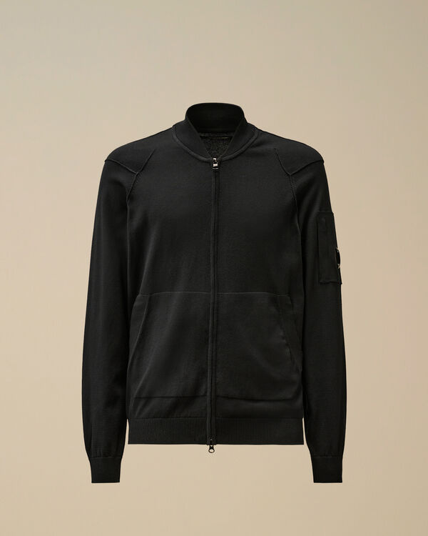 c.p. company Sea Island Full Zip Lens Cardigan TOTAL ECLIPSE - BLUE