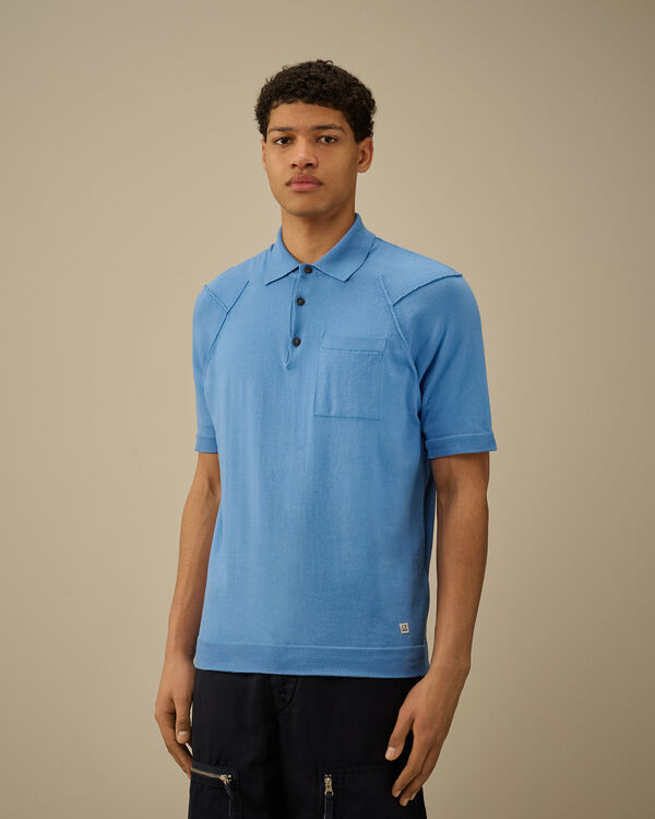C.p. Company Sea Island Polo Knit PACIFIC COAST - LIGHT-BLUE