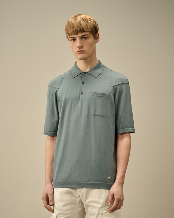 C.p. Company Sea Island Polo Knit STORMY WEATHER - BLUE