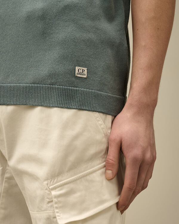 C.p. Company Sea Island Polo Knit STORMY WEATHER - BLUE