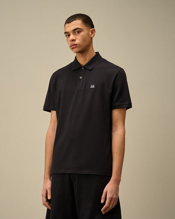 C.p. Company Stretch Piquet Logo Polo TOTAL ECLIPSE - BLUE