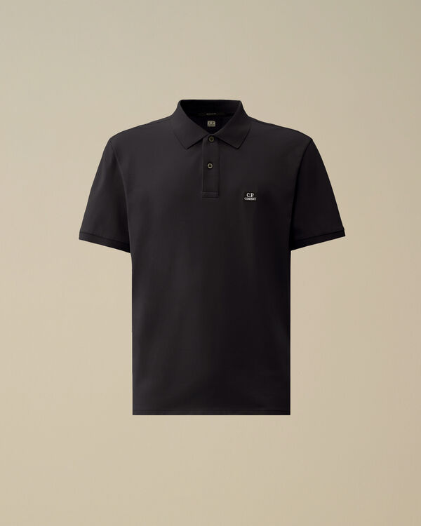 c.p. company Stretch Piquet Logo Polo TOTAL ECLIPSE - BLUE