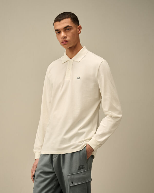 C.p. Company Stretch Piquet Longsleeve Polo GAUZE WHITE