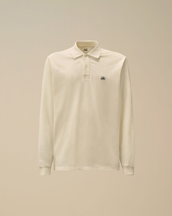 c.p. company Stretch Piquet Longsleeve Polo GAUZE WHITE