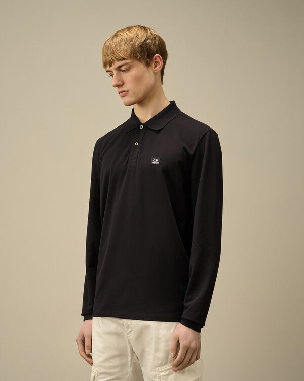 C.p. Company Stretch Piquet Longsleeve Polo TOTAL ECLIPSE - BLUE