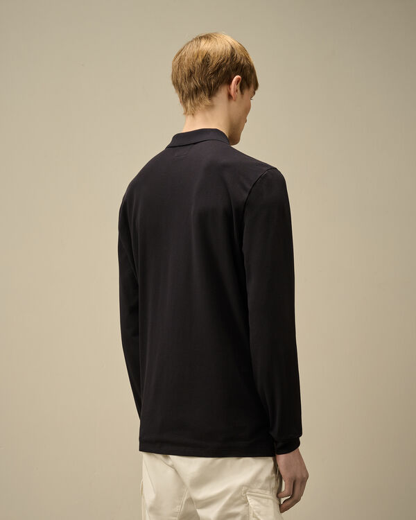 C.p. Company Stretch Piquet Longsleeve Polo TOTAL ECLIPSE - BLUE