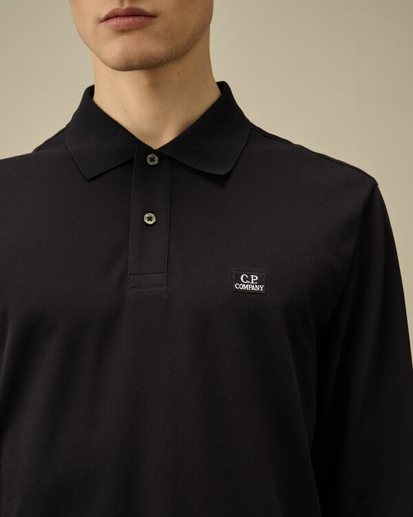 C.p. Company Stretch Piquet Longsleeve Polo TOTAL ECLIPSE - BLUE
