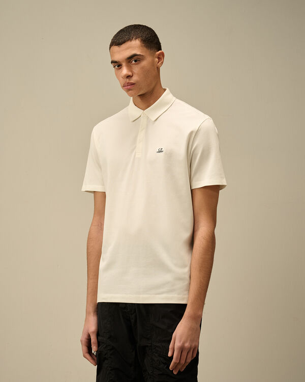 C.p. Company Stretch Piquet Three-Button Logo Polo GAUZE WHITE