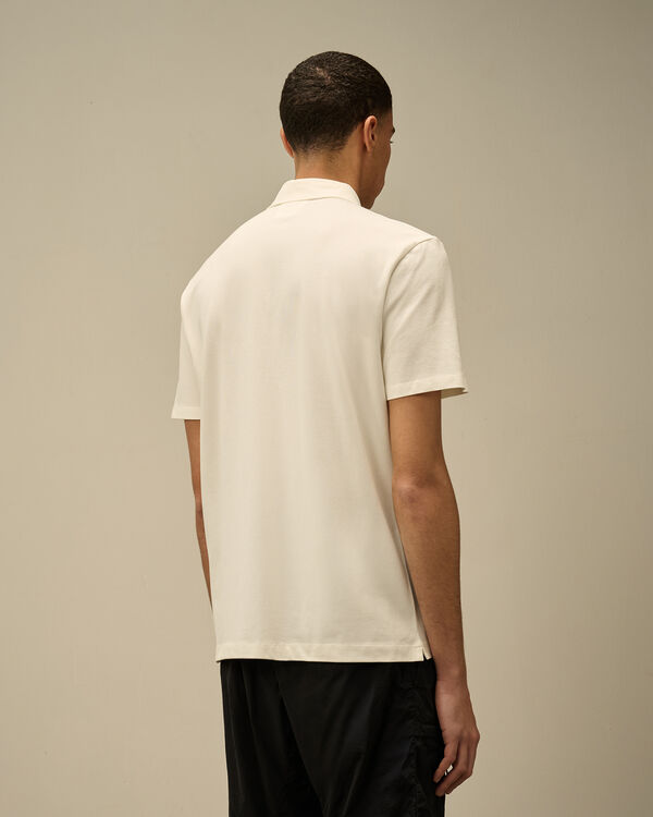 C.p. Company Stretch Piquet Three-Button Logo Polo GAUZE WHITE