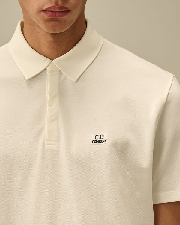 C.p. Company Stretch Piquet Three-Button Logo Polo GAUZE WHITE