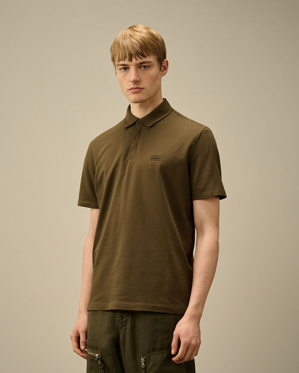 C.p. Company Stretch Piquet Three-Button Logo Polo IVY GREEN