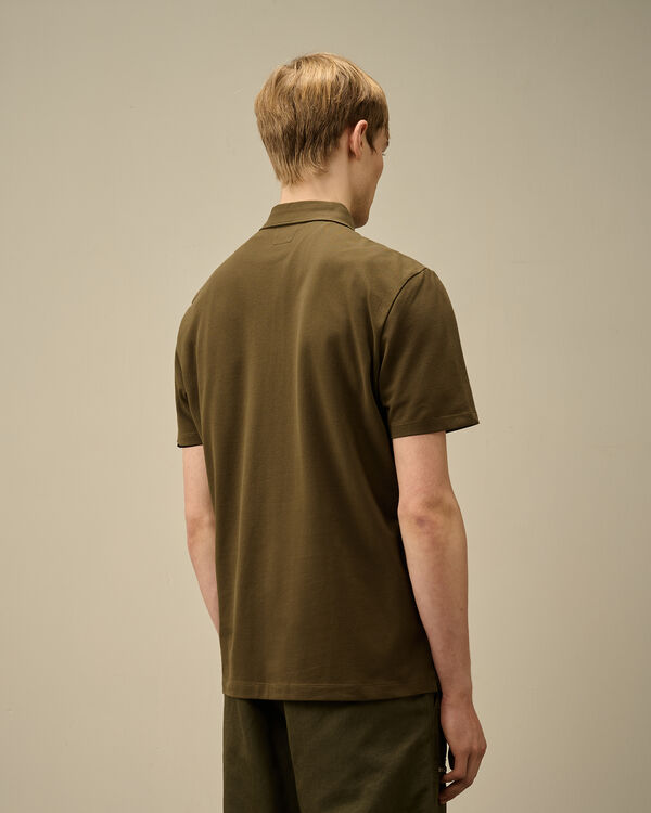 C.p. Company Stretch Piquet Three-Button Logo Polo IVY GREEN