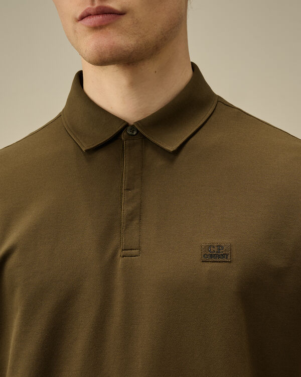 C.p. Company Stretch Piquet Three-Button Logo Polo IVY GREEN