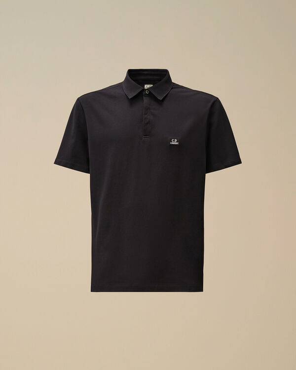 c.p. company Stretch Piquet Three-Button Logo Polo TOTAL ECLIPSE - BLUE