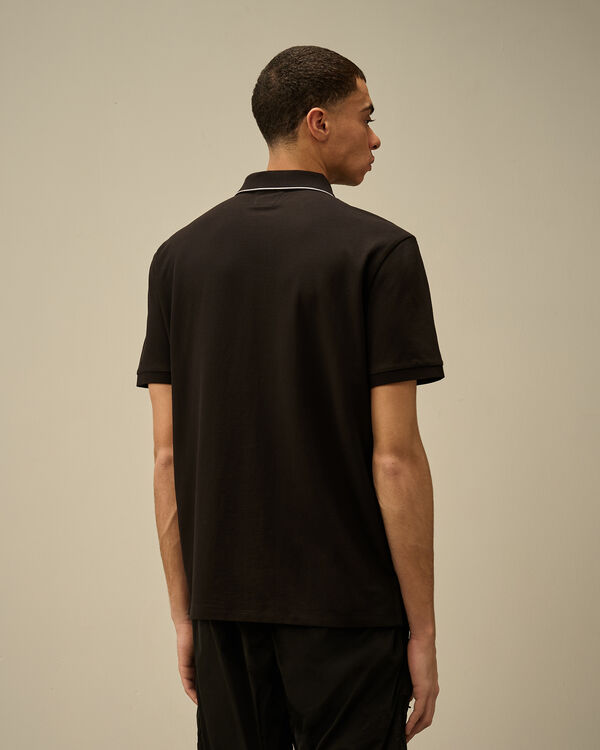 C.p. Company Stretch Piquet Two-Button Logo Polo BLACK