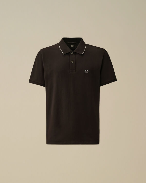 c.p. company Stretch Piquet Two-Button Logo Polo BLACK