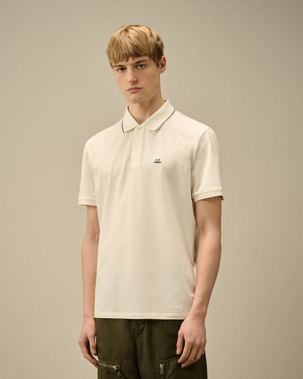C.p. Company Stretch Piquet Two-Button Logo Polo GAUZE WHITE