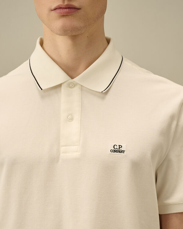 C.p. Company Stretch Piquet Two-Button Logo Polo GAUZE WHITE