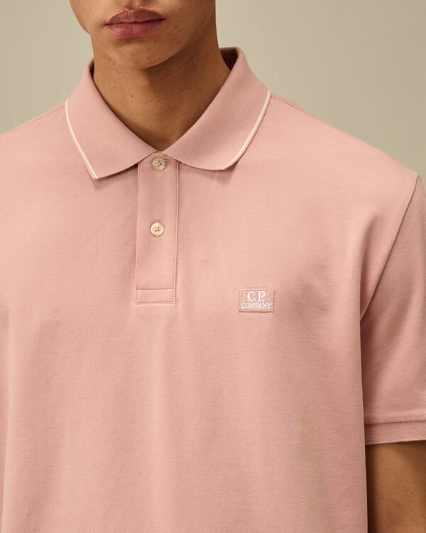 C.p. Company Stretch Piquet Two-Button Logo Polo MISTY ROSE - PINK