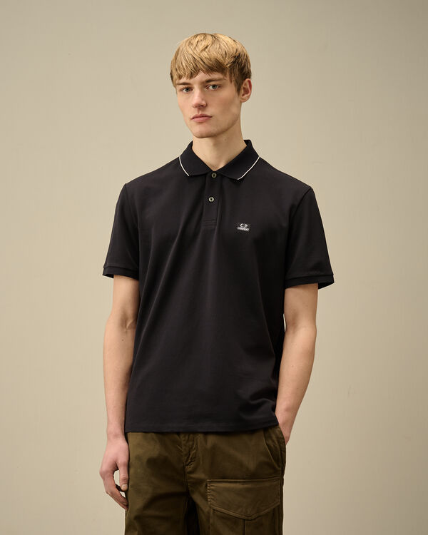 C.p. Company Stretch Piquet Two-Button Logo Polo TOTAL ECLIPSE - BLUE
