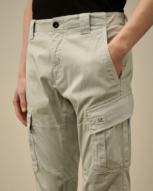 C.p. Company Stretch Sateen Cargo Logo Pants BLUE FOX - GREY