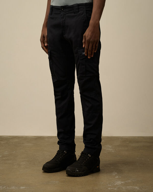 C.p. Company Stretch Sateen Cargo Logo Pants TOTAL ECLIPSE - BLUE