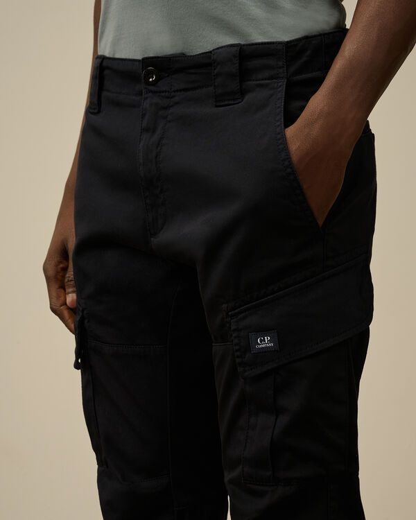 C.p. Company Stretch Sateen Cargo Logo Pants TOTAL ECLIPSE - BLUE