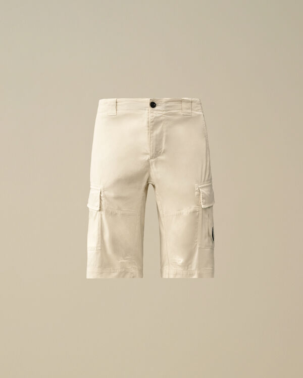 c.p. company Stretch Sateen Cargo Shorts GAUZE WHITE