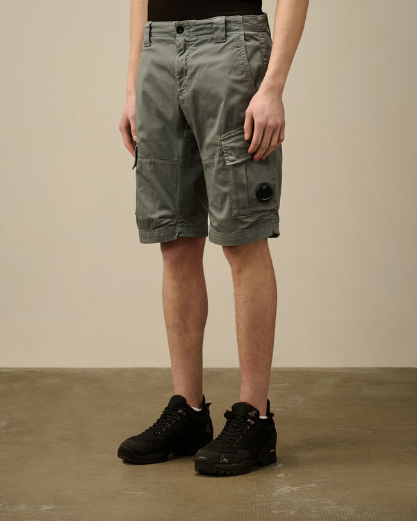 C.p. Company Stretch Sateen Cargo Shorts STORMY WEATHER - BLUE