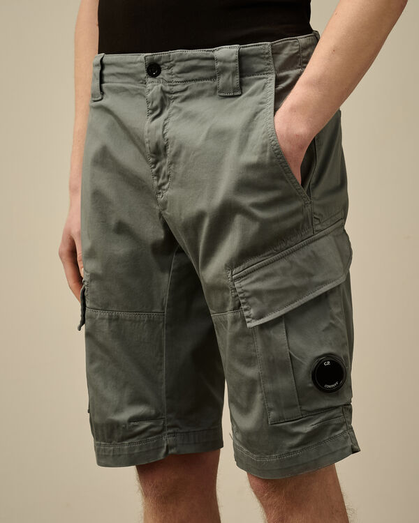 C.p. Company Stretch Sateen Cargo Shorts STORMY WEATHER - BLUE