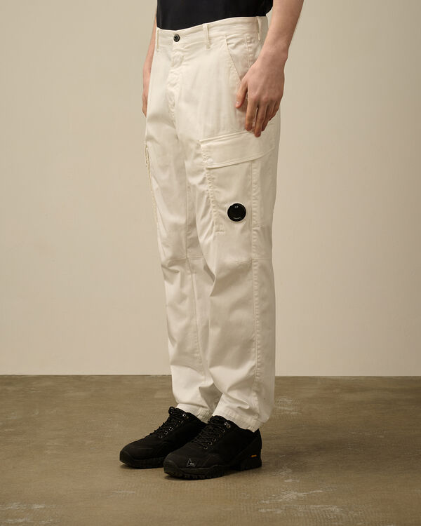 C.p. Company Stretch Sateen Loose Cargo Pants GAUZE WHITE