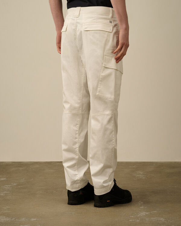 C.p. Company Stretch Sateen Loose Cargo Pants GAUZE WHITE