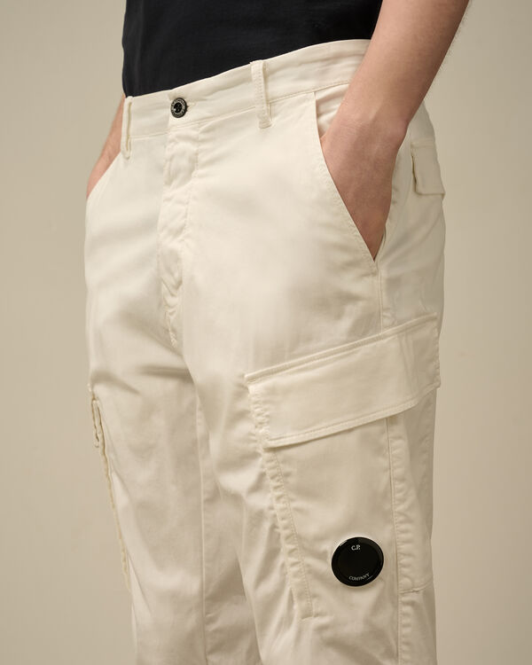 C.p. Company Stretch Sateen Loose Cargo Pants GAUZE WHITE