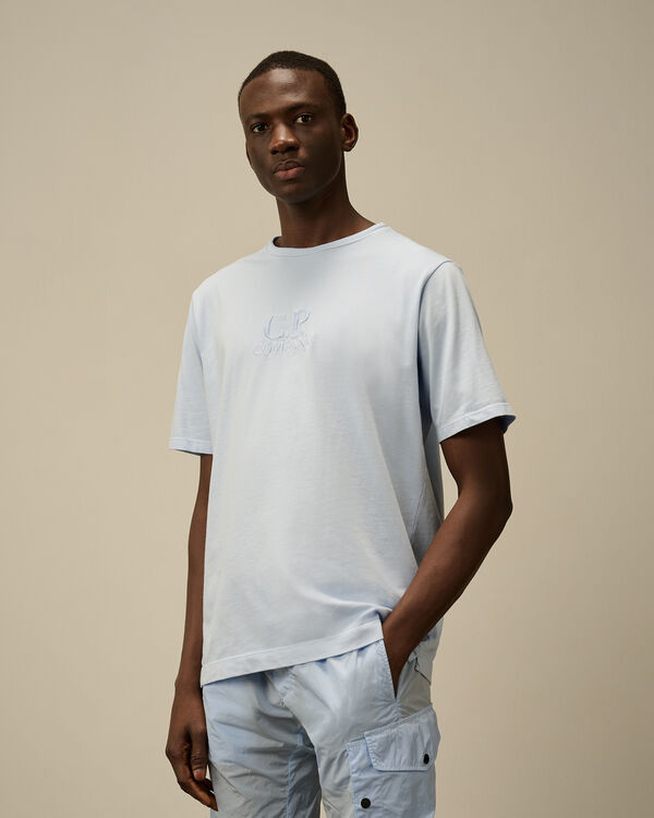 C.p. Company Tacting Piquet Embroidery T-Shirt CERULEAN - LIGHT-BLUE